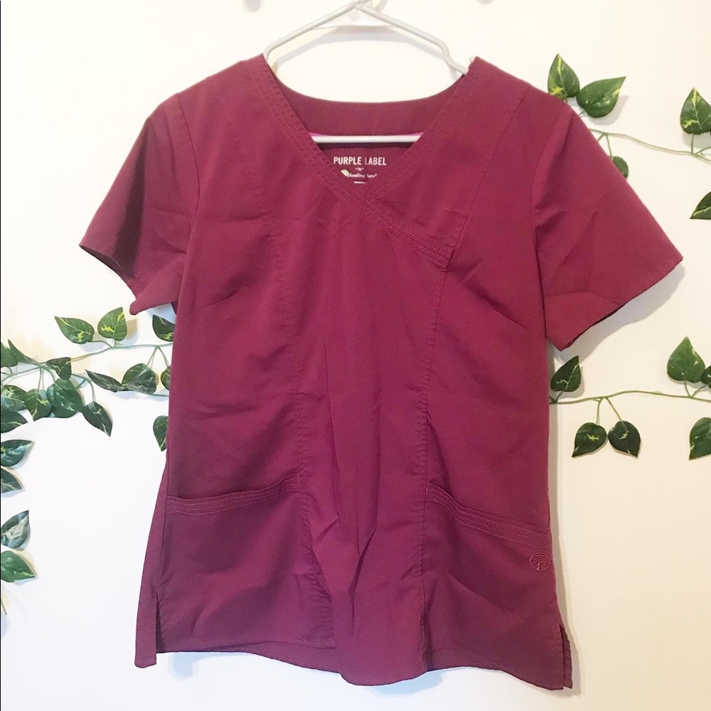 Purple Label by Healing Hands Purple Scrubs Shortsleeve Shirt Top Size M